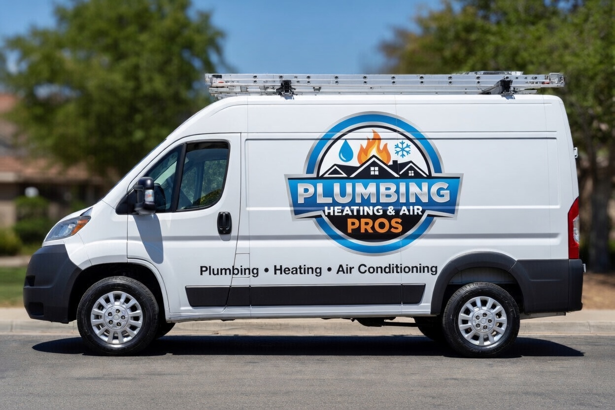 Local plumbing heating and air service van serving Los Angeles