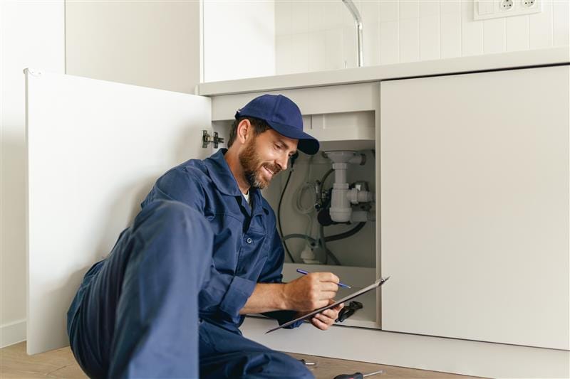 Residential plumber providing service in a Los Angeles home